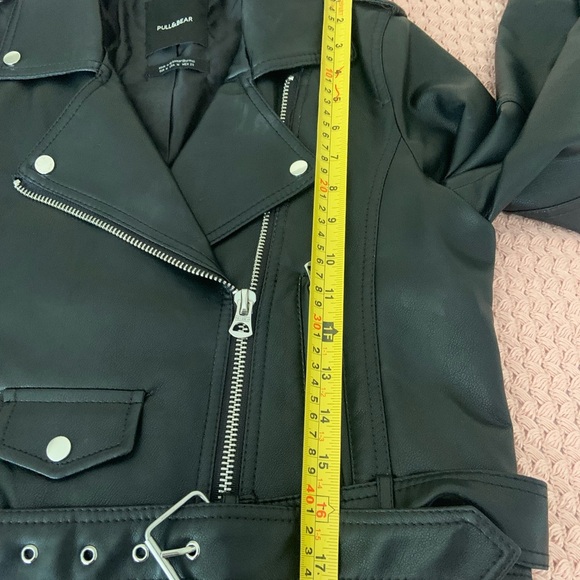 Pull&Bear Black Leather Biker Jacket Medium - Picture 9 of 10